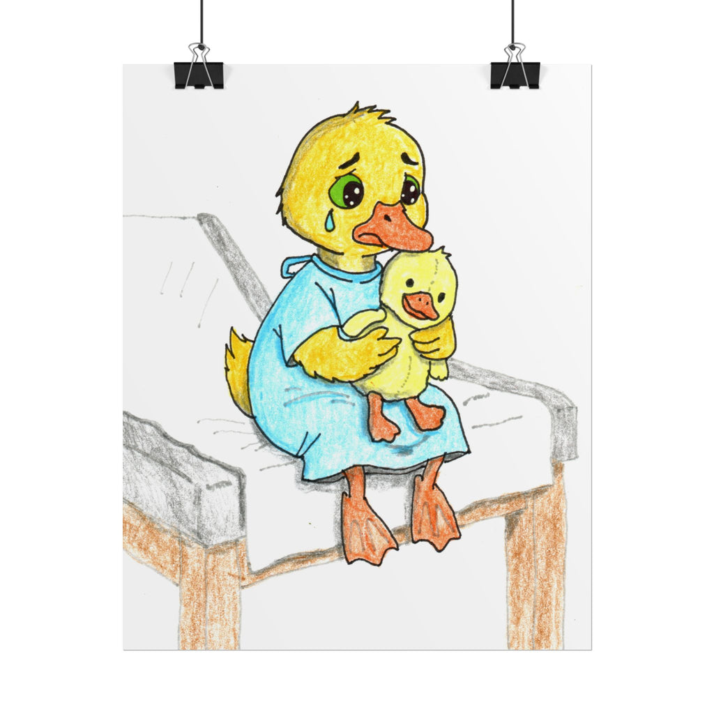 Brave Duck Doctor Visit Print | Hand Drawn Nursery Wall Art