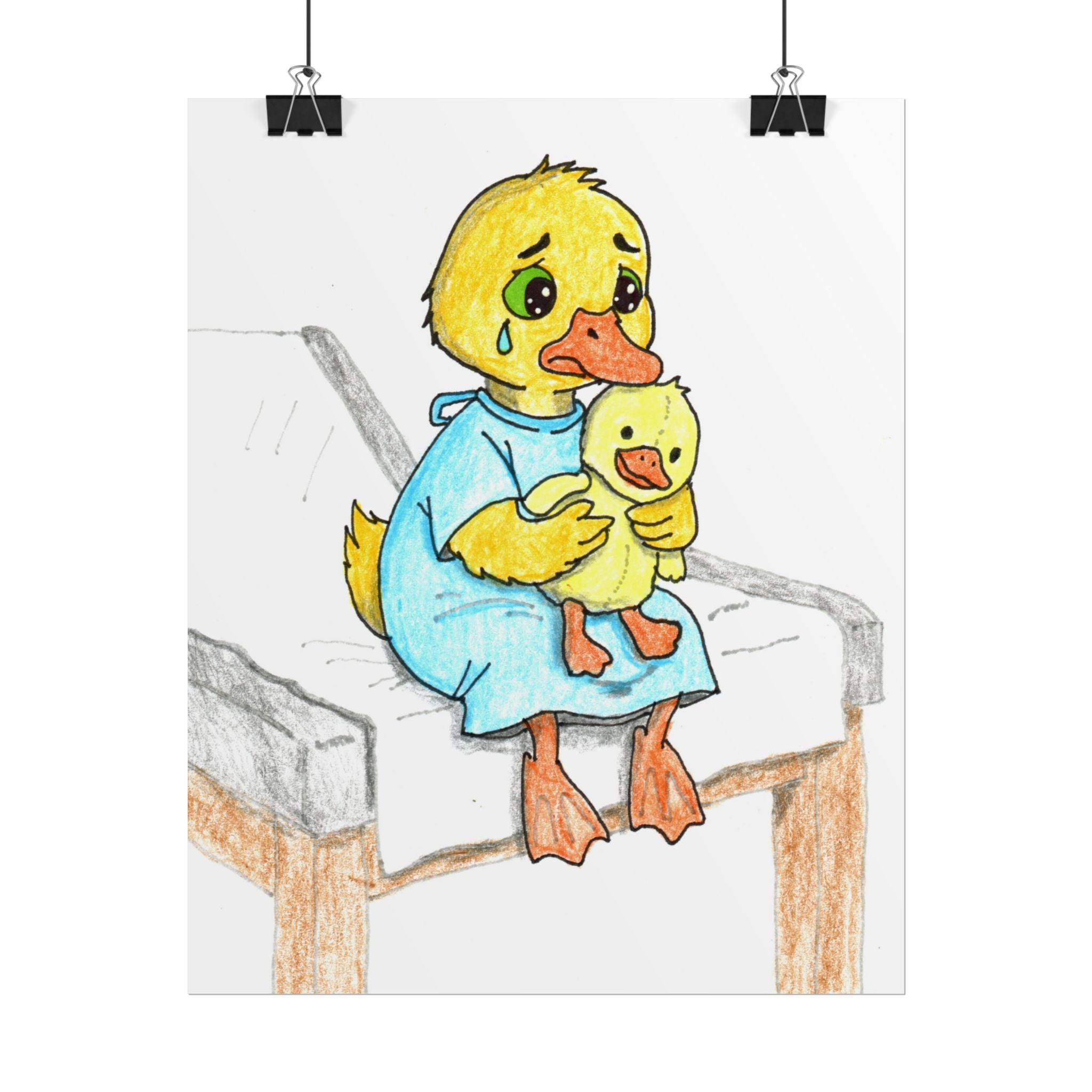 Brave Duck Doctor Visit Print | Hand Drawn Nursery Wall Art
