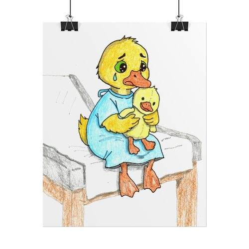 Brave Duck Doctor Visit Print | Hand Drawn Nursery Wall Art