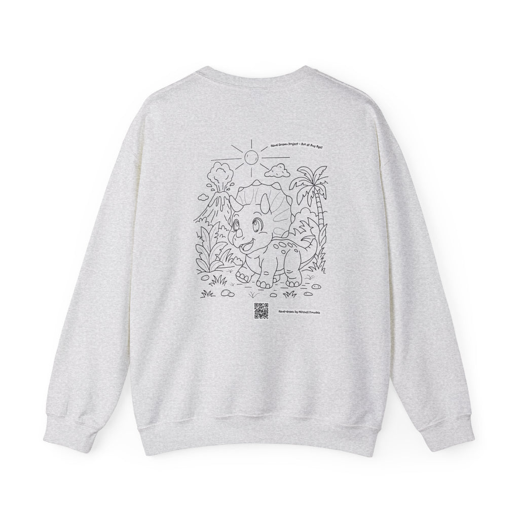 Triceratops Crewneck Sweatshirt | Unisex Fit | Hand-Drawn Dinosaur with QR Code