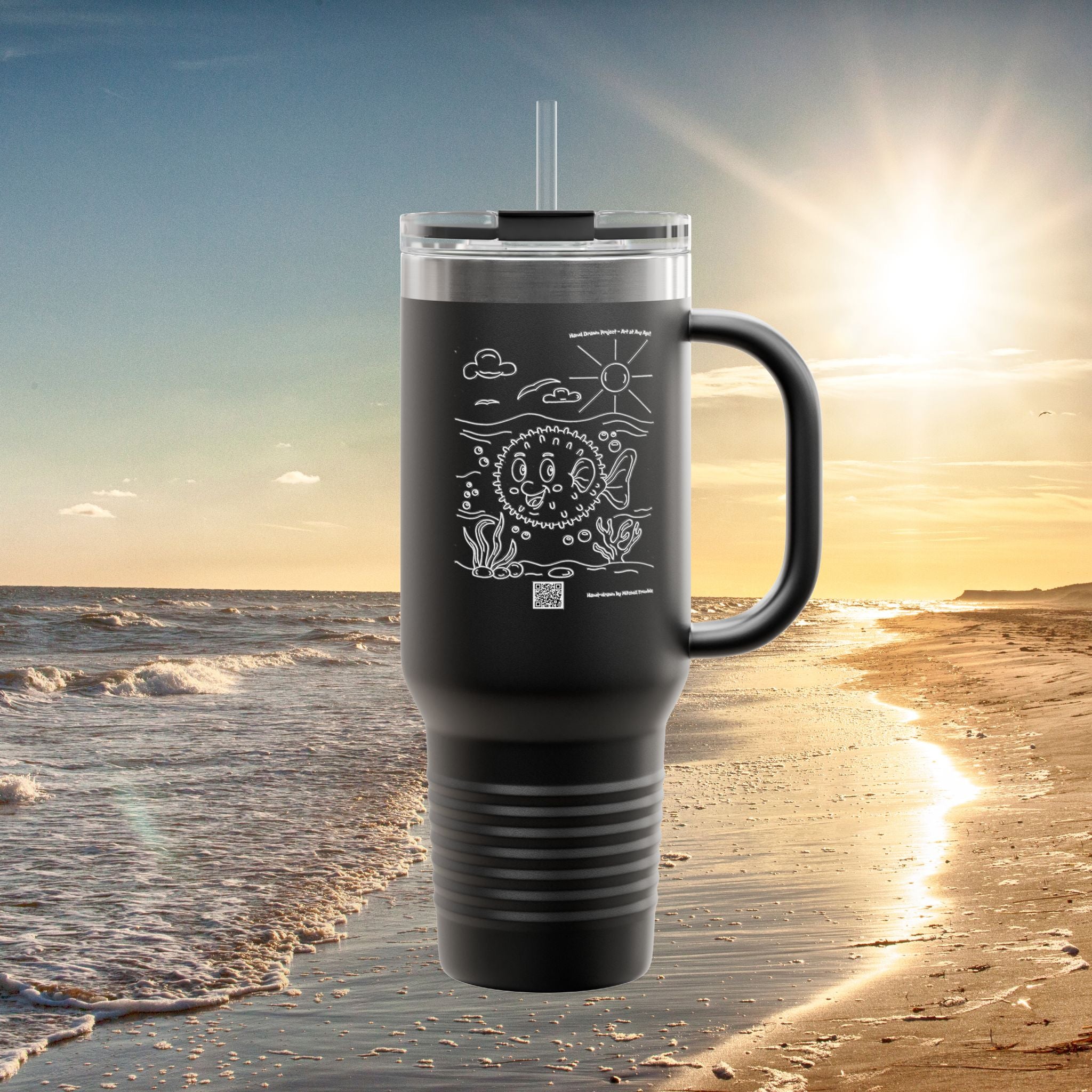 Happy Pufferfish – Ocean Critter Travel Mug