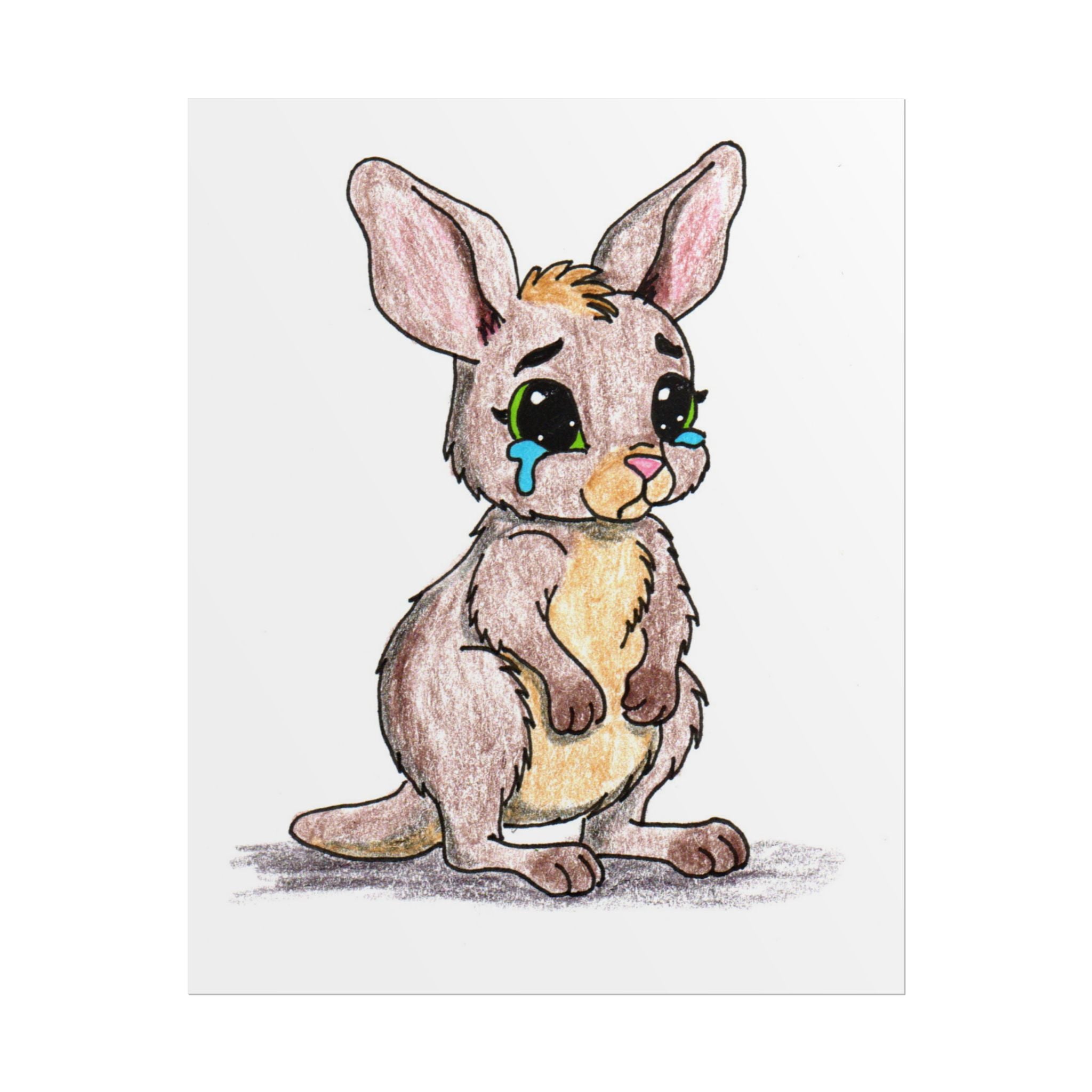 Joey Lost Her Mom | Hand-Drawn Baby Kangaroo Art Print | Cute Wall Decor
