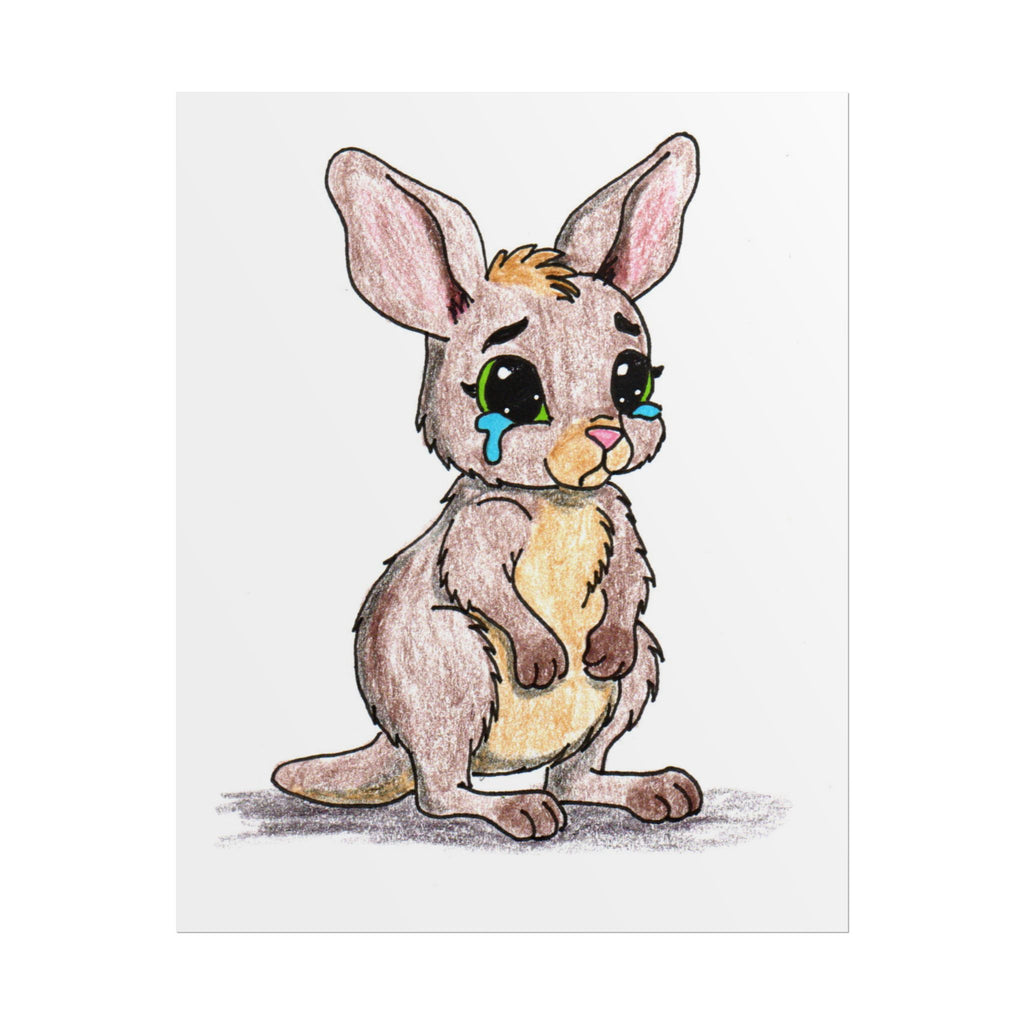 Joey Lost Her Mom | Hand-Drawn Baby Kangaroo Art Print | Cute Wall Decor