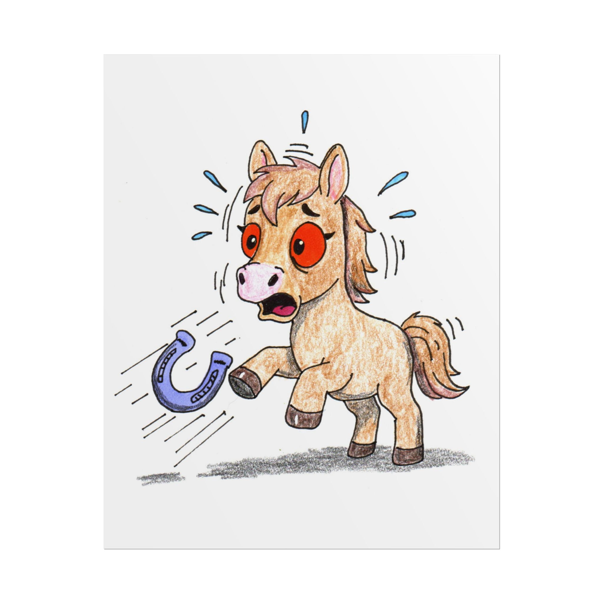 Horse Lost Her Horseshoe Art Print | Hand Drawn Horse Wall Decor