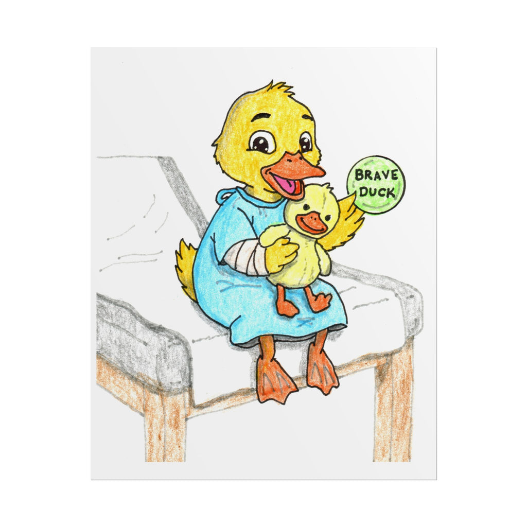 Brave Duck Badge Print | Hand Drawn Duck Nursery Wall Art