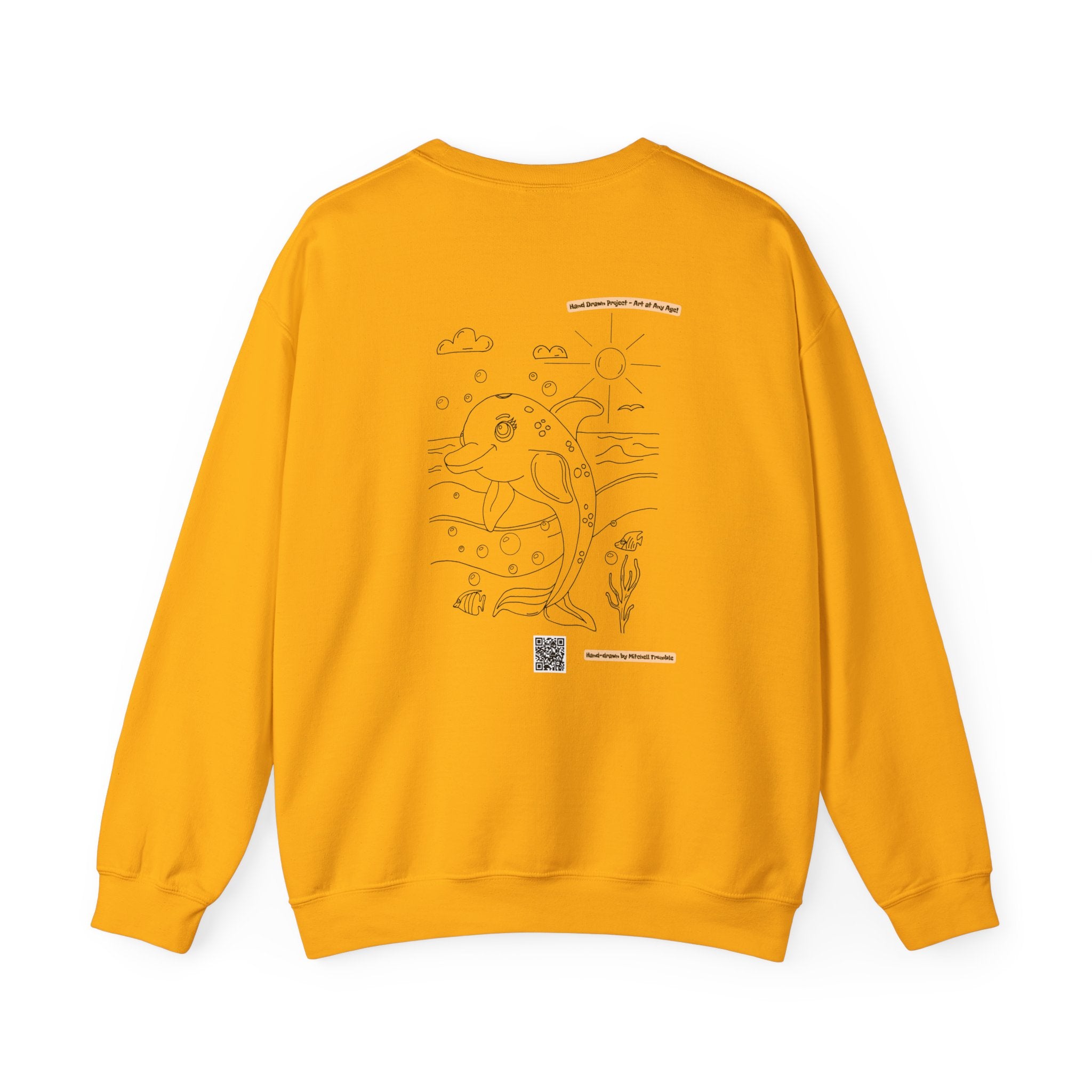 Dolphin Splash Squad Crew Sweatshirt – Hand Drawn Ocean Critter by Mitchell Trumble