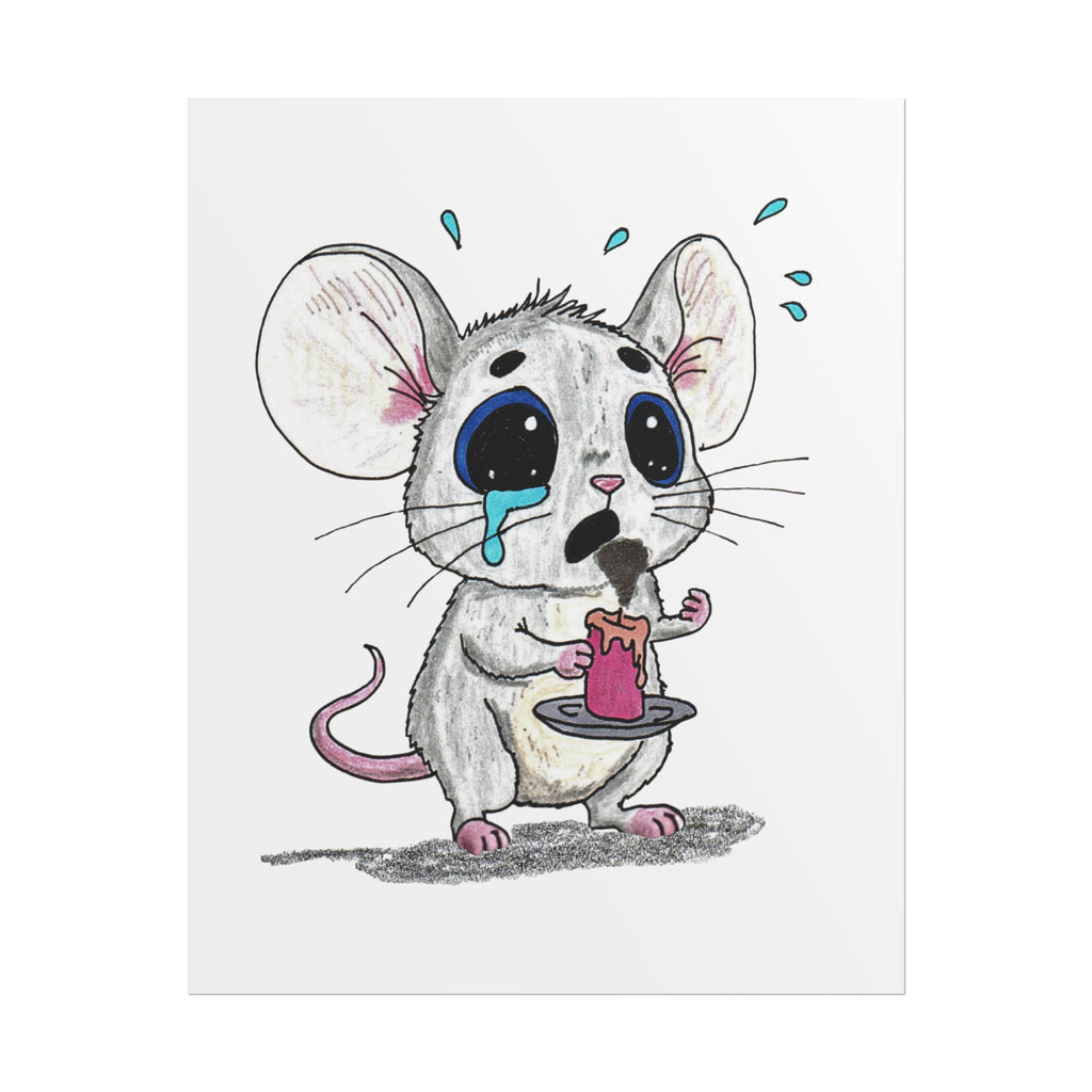 Sad Mouse Lost His Candle Art Print | Lost & Found Critter Wall Decor