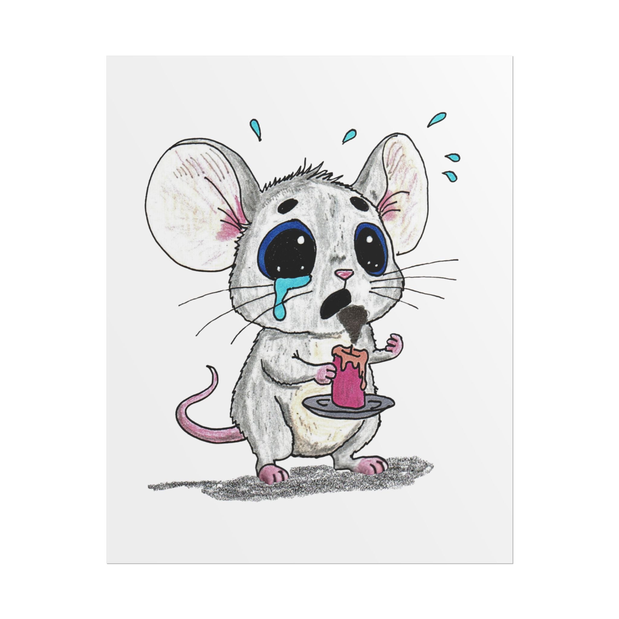 Sad Mouse Lost His Candle Art Print | Lost & Found Critter Wall Decor