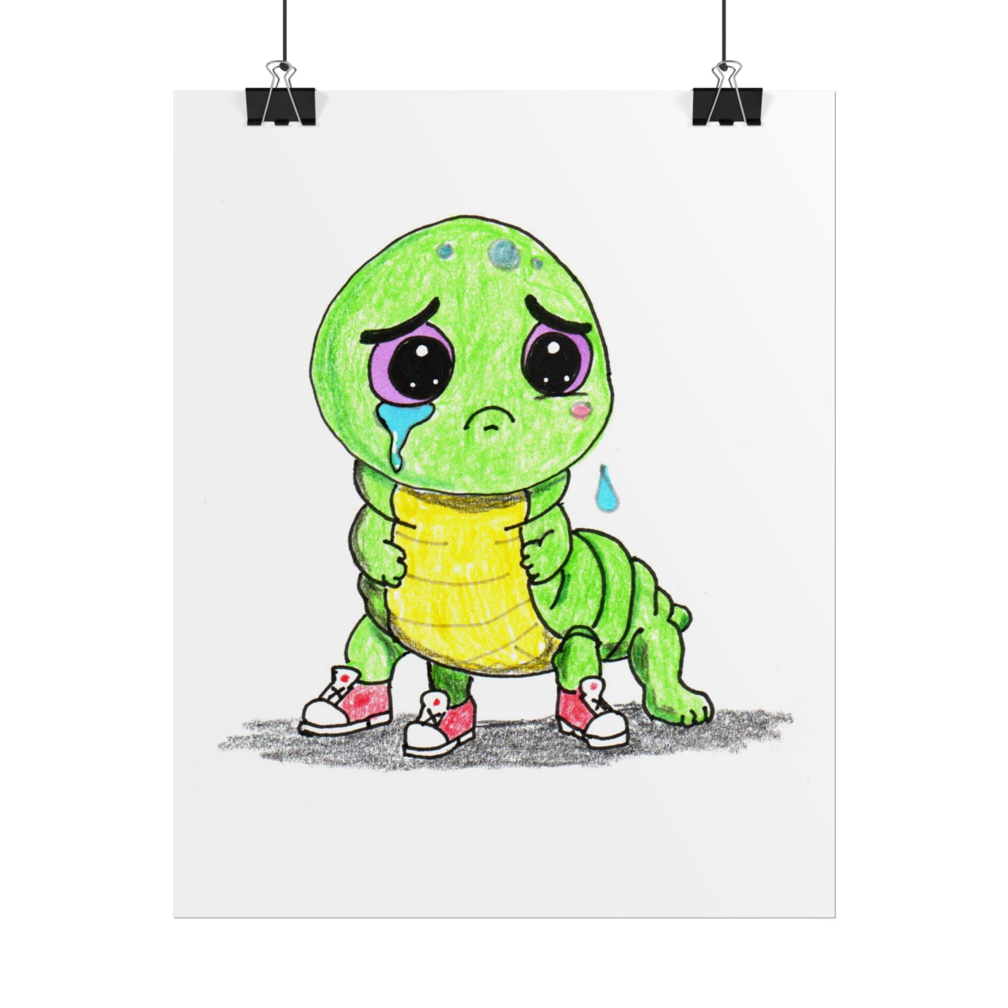 Lost Shoe Inchworm Print | Hand Drawn Cute Inchworm Wall Art