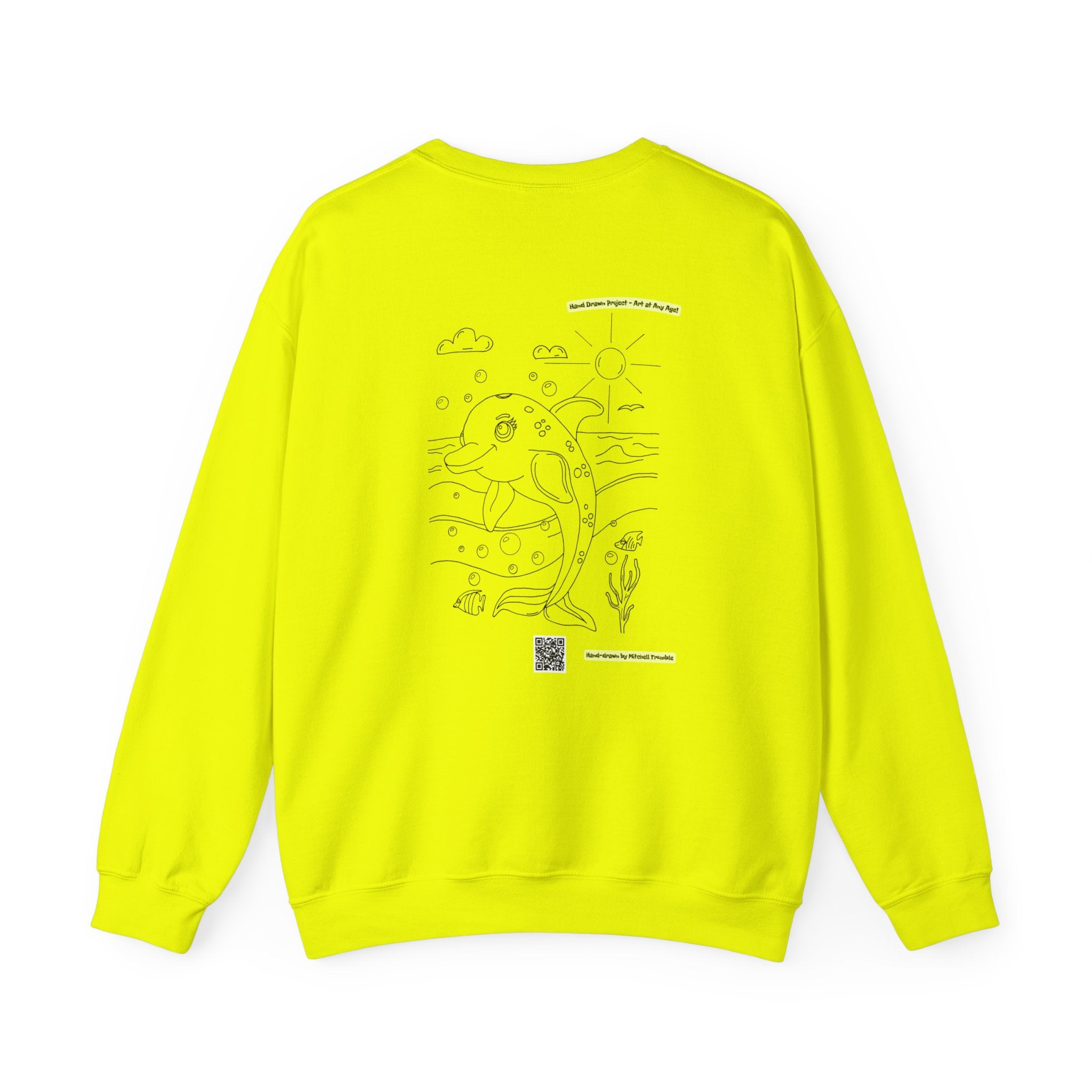 Dolphin Splash Squad Crew Sweatshirt – Hand Drawn Ocean Critter by Mitchell Trumble