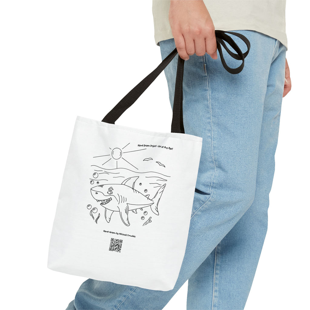 Great White Shark – Hand-Drawn Ocean Critter Tote Bag