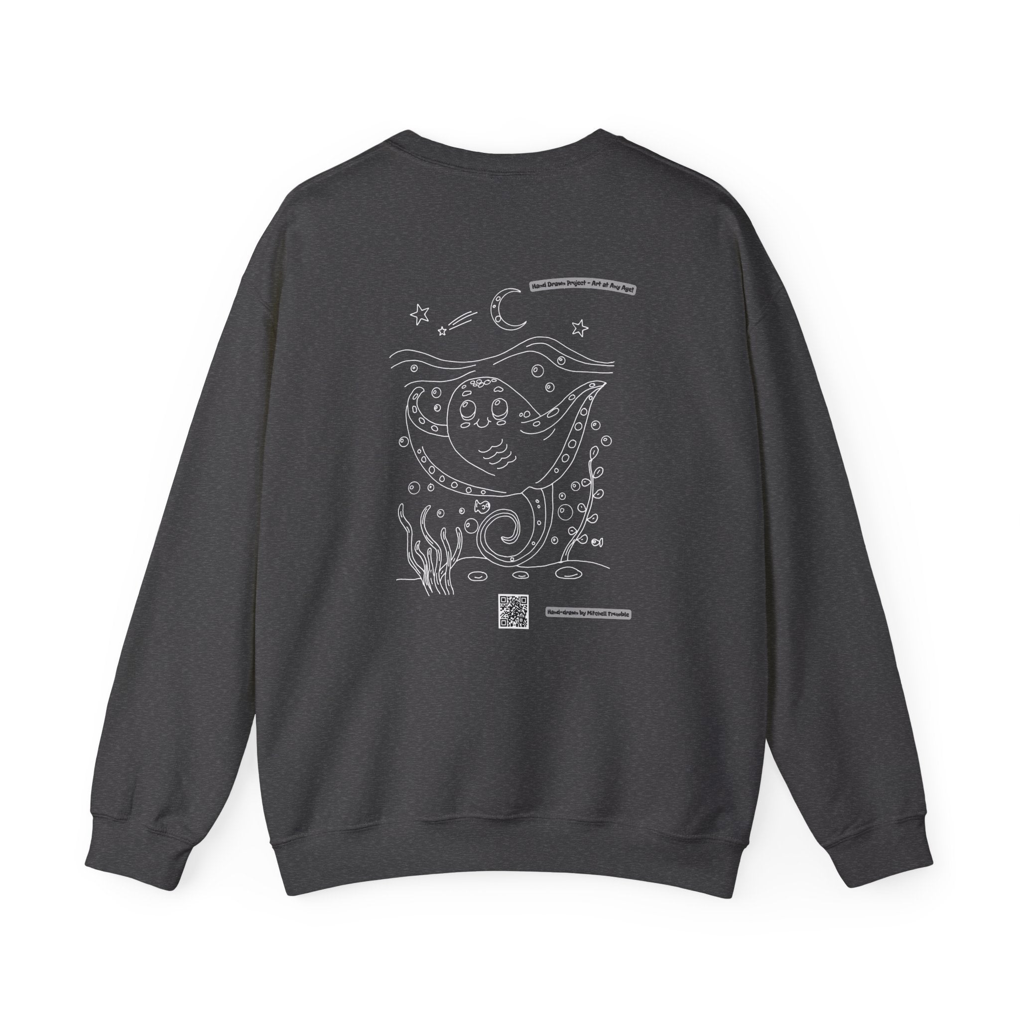 Manta Ray Crewneck Sweatshirt | Hand-Drawn Ocean Vibes