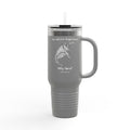 Wyvern Travel Mug | “You Call Your Dragon Vern?” | Hand-Drawn Fantasy Art by Robert Trumble