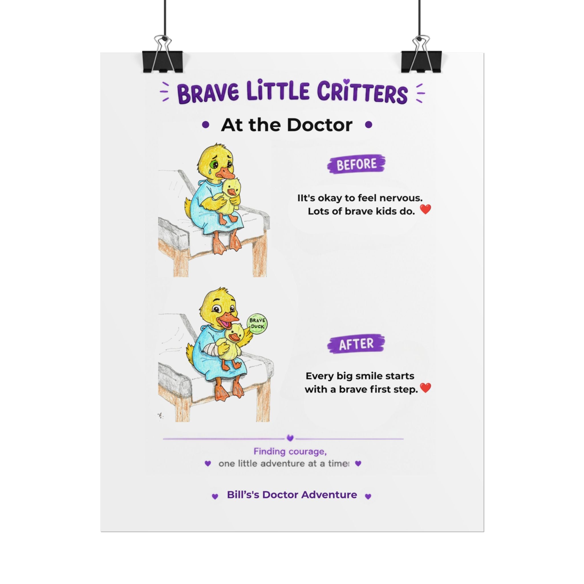 Duck Encouragement Poster | Pediatric Office Wall Art | Hand Drawn Nursery Print