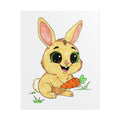 Happy Rabbit with Carrot Print, Cute Bunny Wall Art, Hand Drawn Nursery Decor