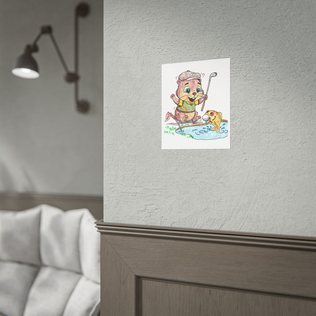 Gopher Finds His Golf Ball Print | Cute Golf Wall Art