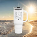 Triceratops Travel Mug | Hand-Drawn Dinosaur Art with QR Code | Fun Gift for Dino Fans