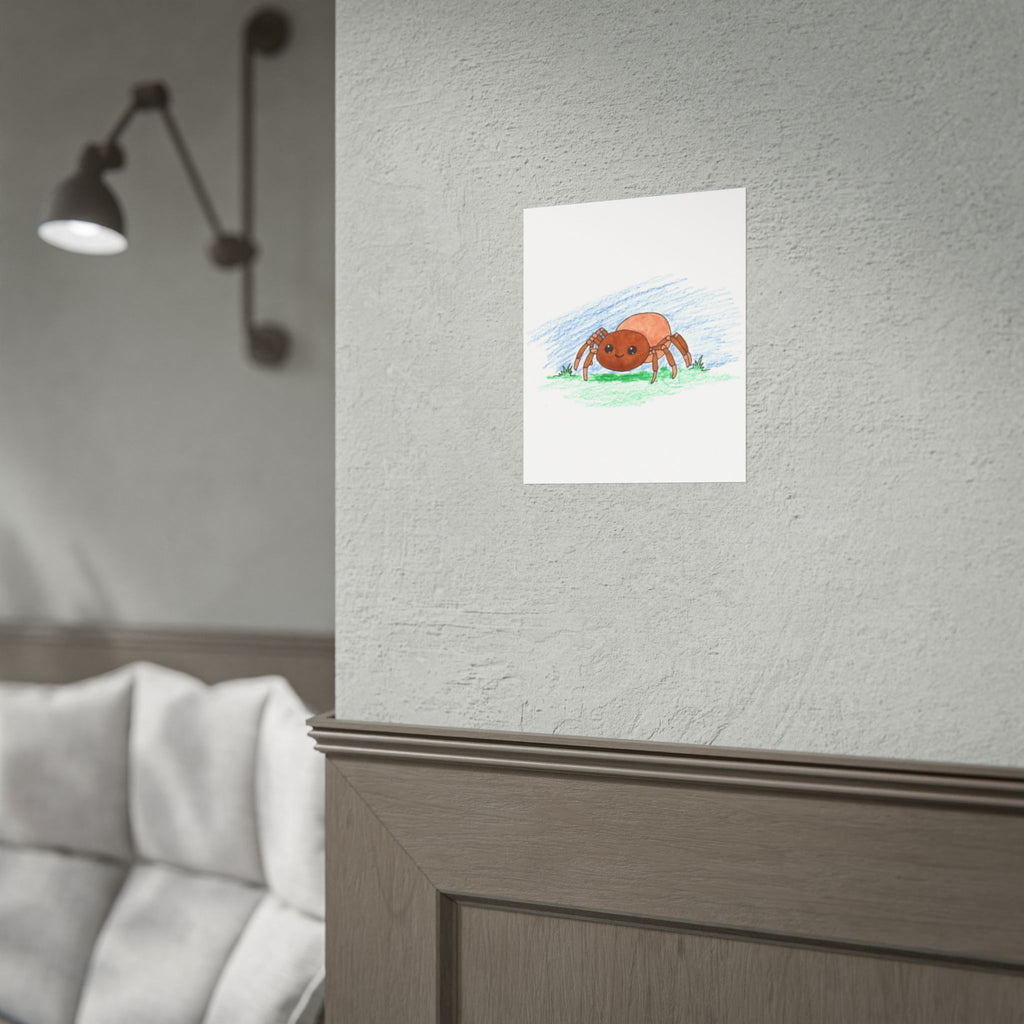 Timmy the Smiling Spider Wall Art | Cute Spider Nursery Print | Hand Drawn Spider Ar