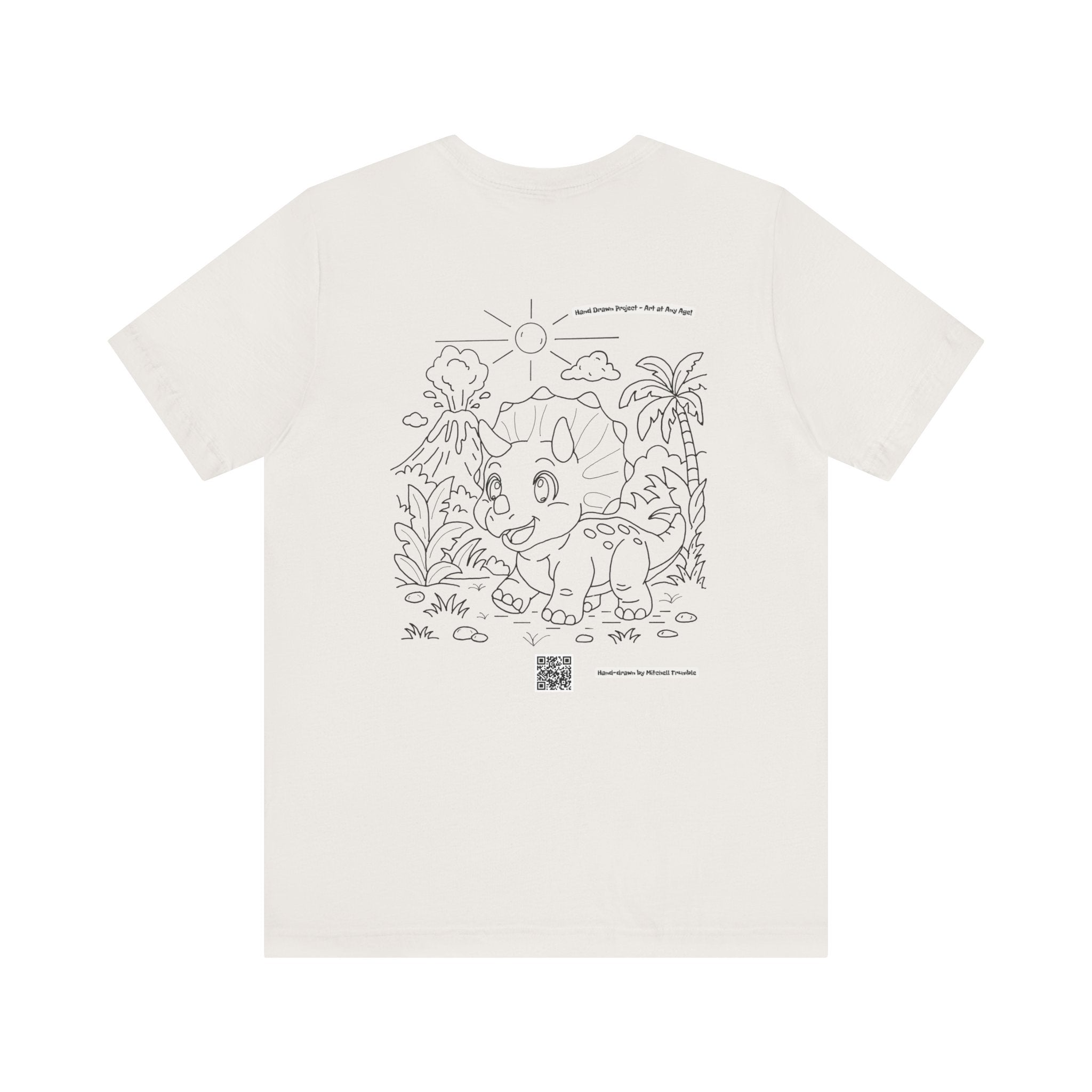Triceratops Unisex T-Shirt | Bella+Canvas 3001 | Hand-Drawn Dino with QR Code