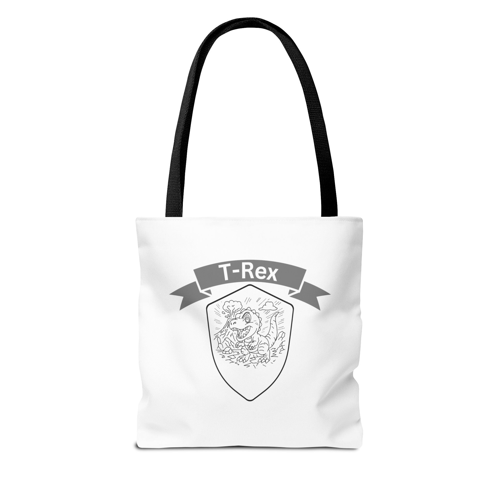 T-Rex Tote Bag | Hand-Drawn Dinosaur Art with QR Code | Durable Cotton Carry-All for Dino Fans