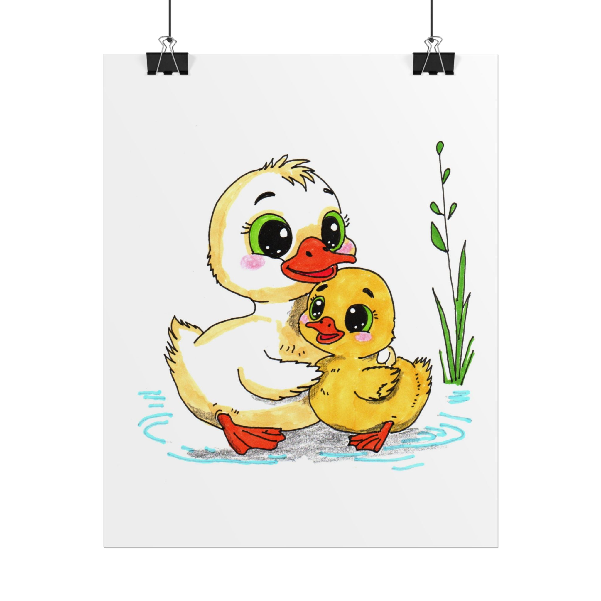 Found Her Mama Duckling Print | Cute Duck Family Wall Art | Lost & Found Critters