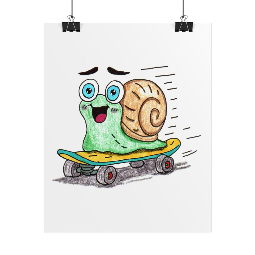 She Found Her Speed | Hand Drawn Snail Print | Cute Skateboard Snail Wall Art