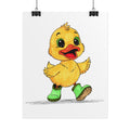 Duck Found Her Rain Boot Print, Hand Drawn Duckling Wall Art, Nursery Decor, Happy Duck Illustration