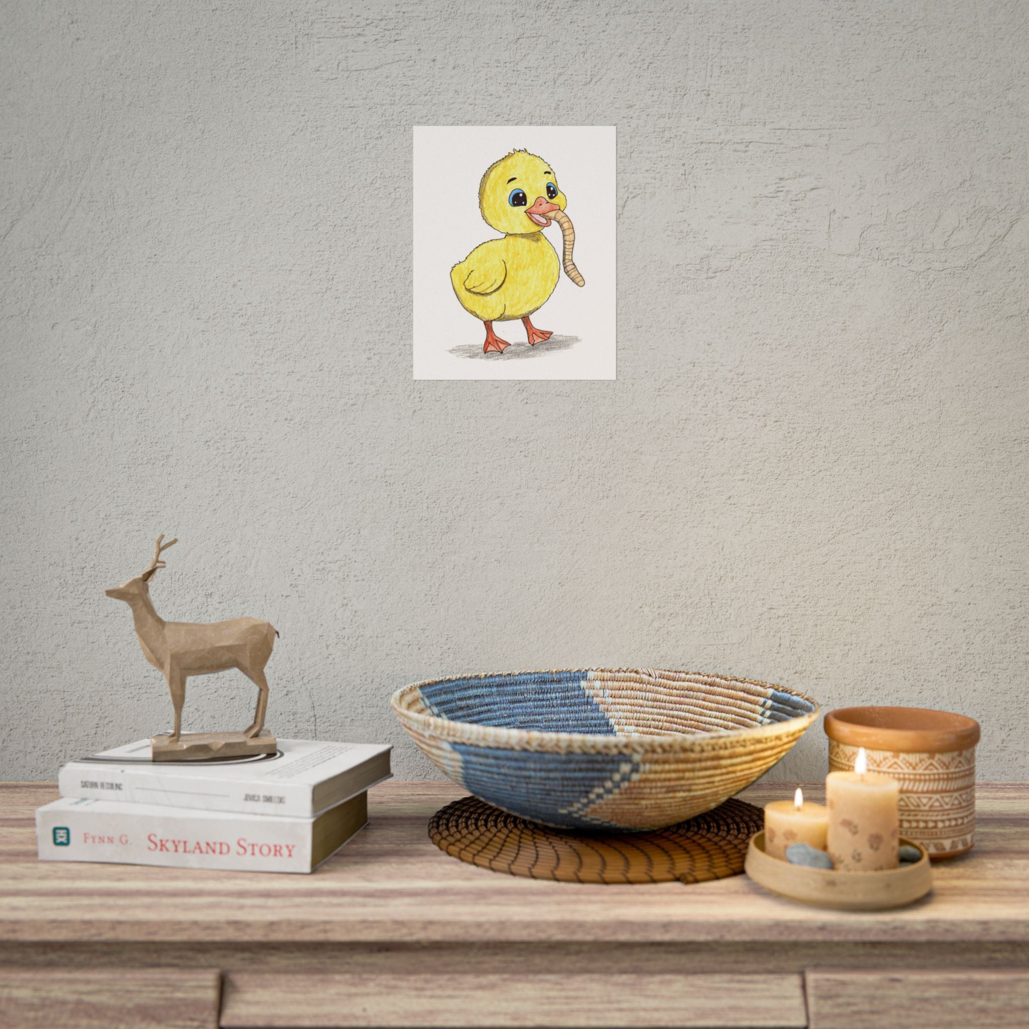 Happy Gosling Wall Art, Cute Baby Goose Print