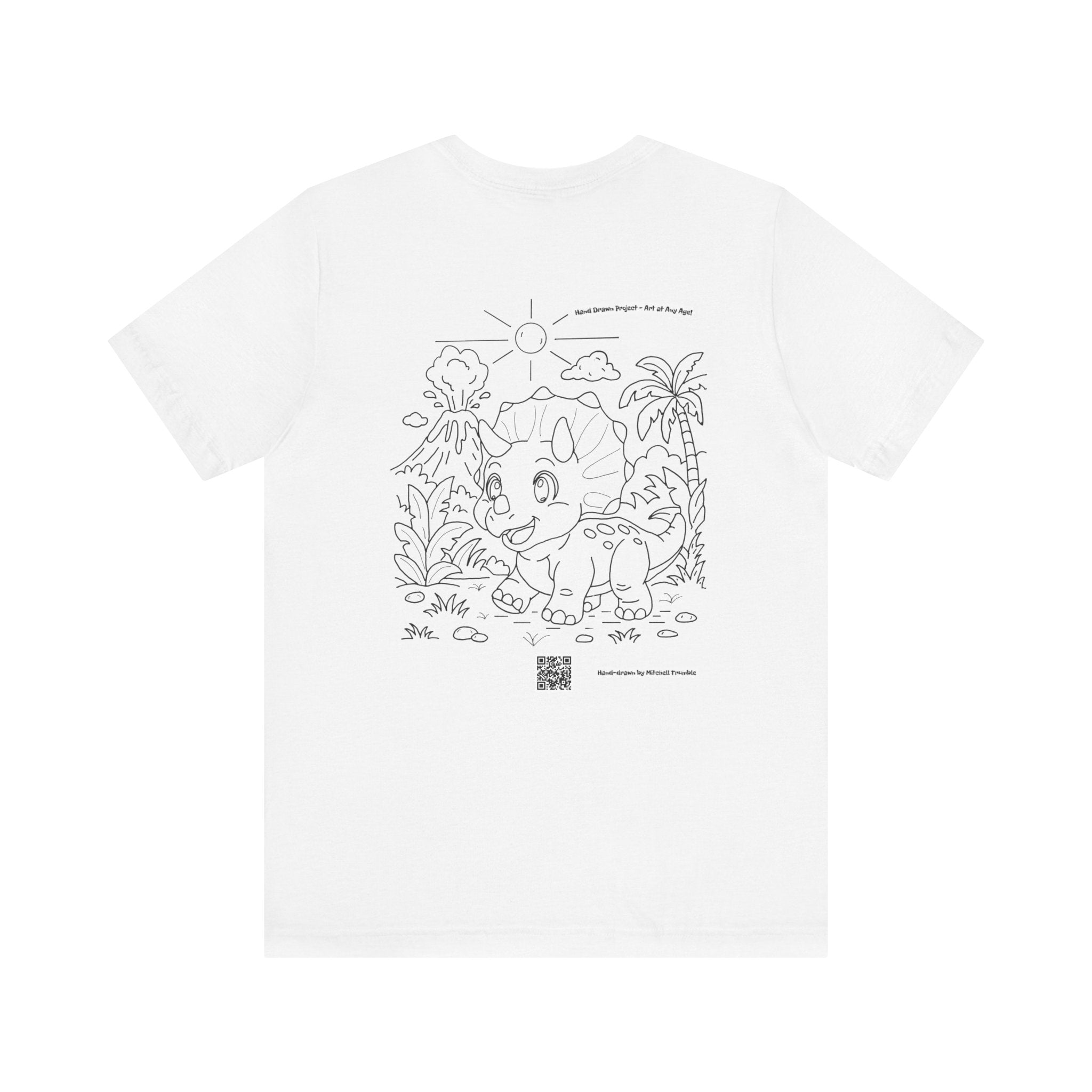 Triceratops Unisex T-Shirt | Bella+Canvas 3001 | Hand-Drawn Dino with QR Code