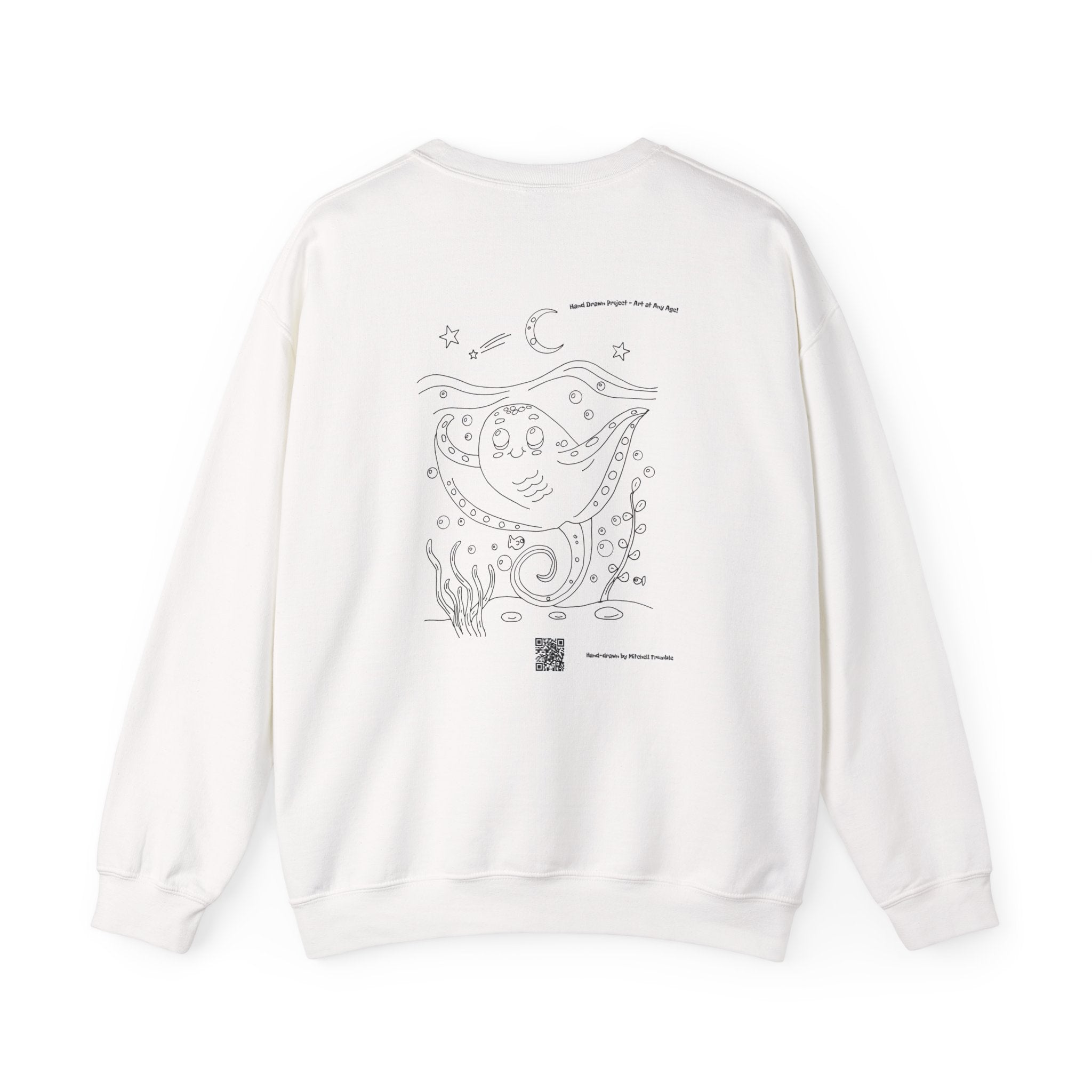 Manta Ray Crewneck Sweatshirt | Hand-Drawn Ocean Vibes