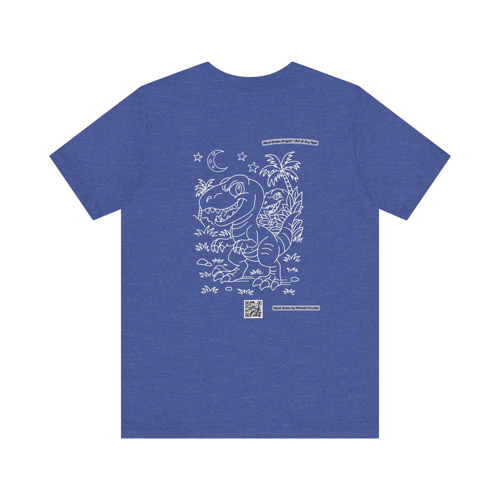 Velociraptor Logo Tee – Hand-Drawn Dino Art | Small Front Crest Design | Unisex Bella+Canvas 3001