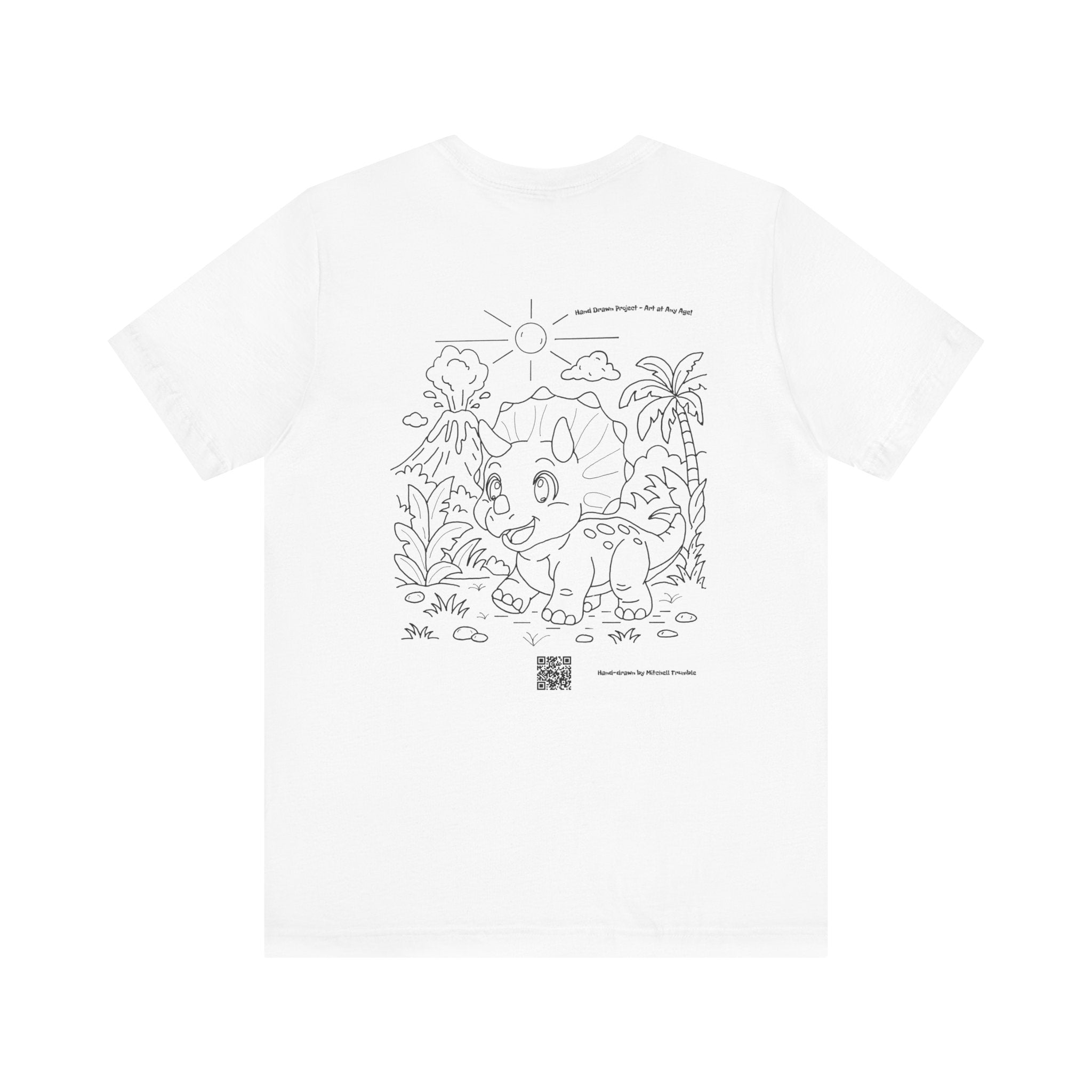 Triceratops Unisex T-Shirt | Bella+Canvas 3001 | Hand-Drawn Dino with QR Code