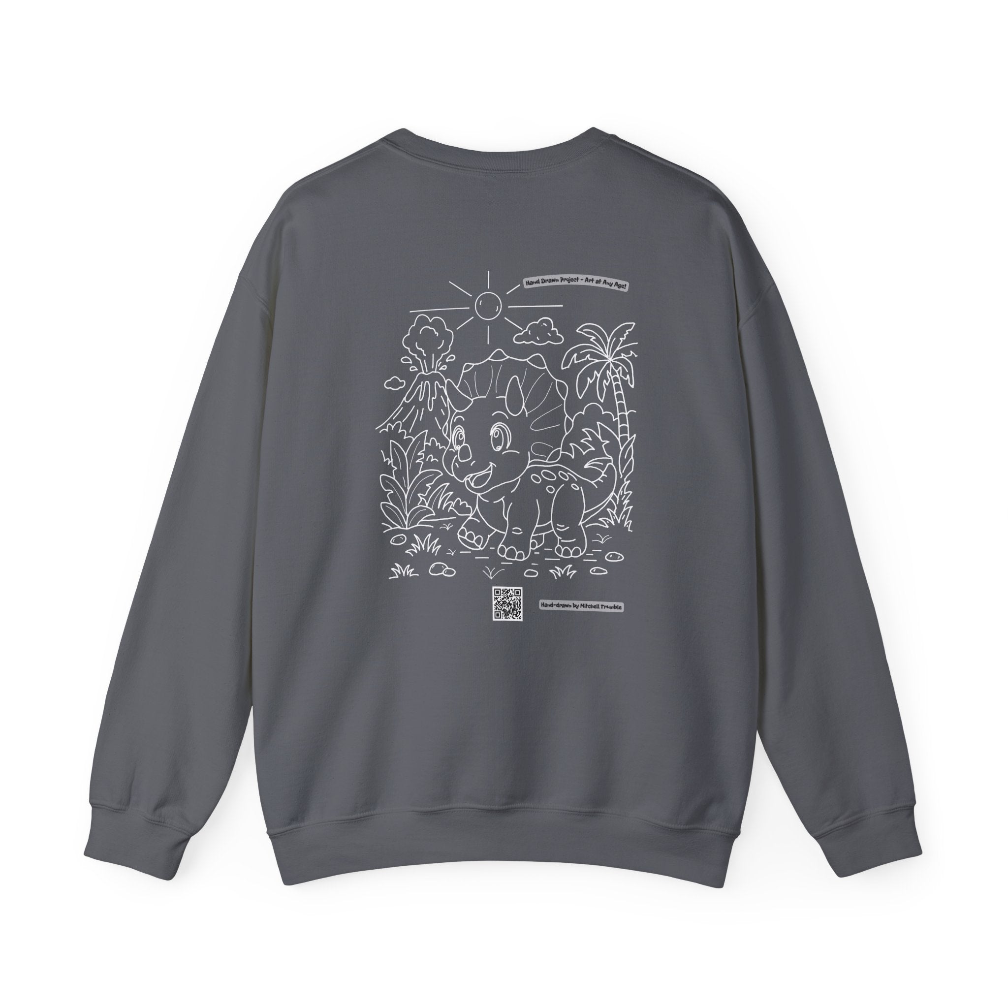 Triceratops Crewneck Sweatshirt | Unisex Fit | Hand-Drawn Dinosaur with QR Code