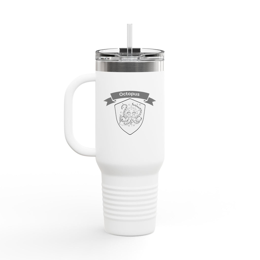 Octopus Travel Mug – Hand-Drawn Logo + Coloring Art QR