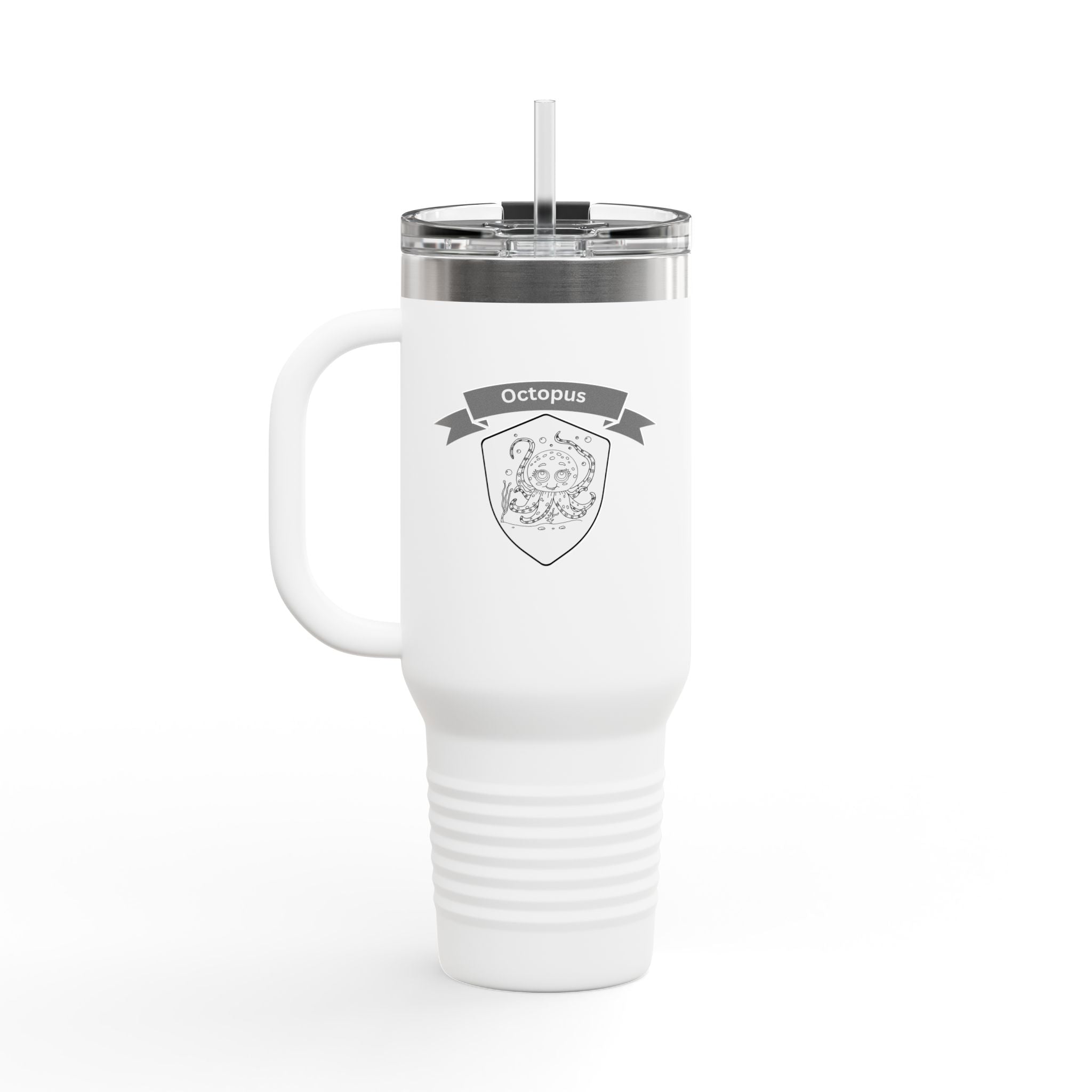 Octopus Travel Mug – Hand-Drawn Logo + Coloring Art QR