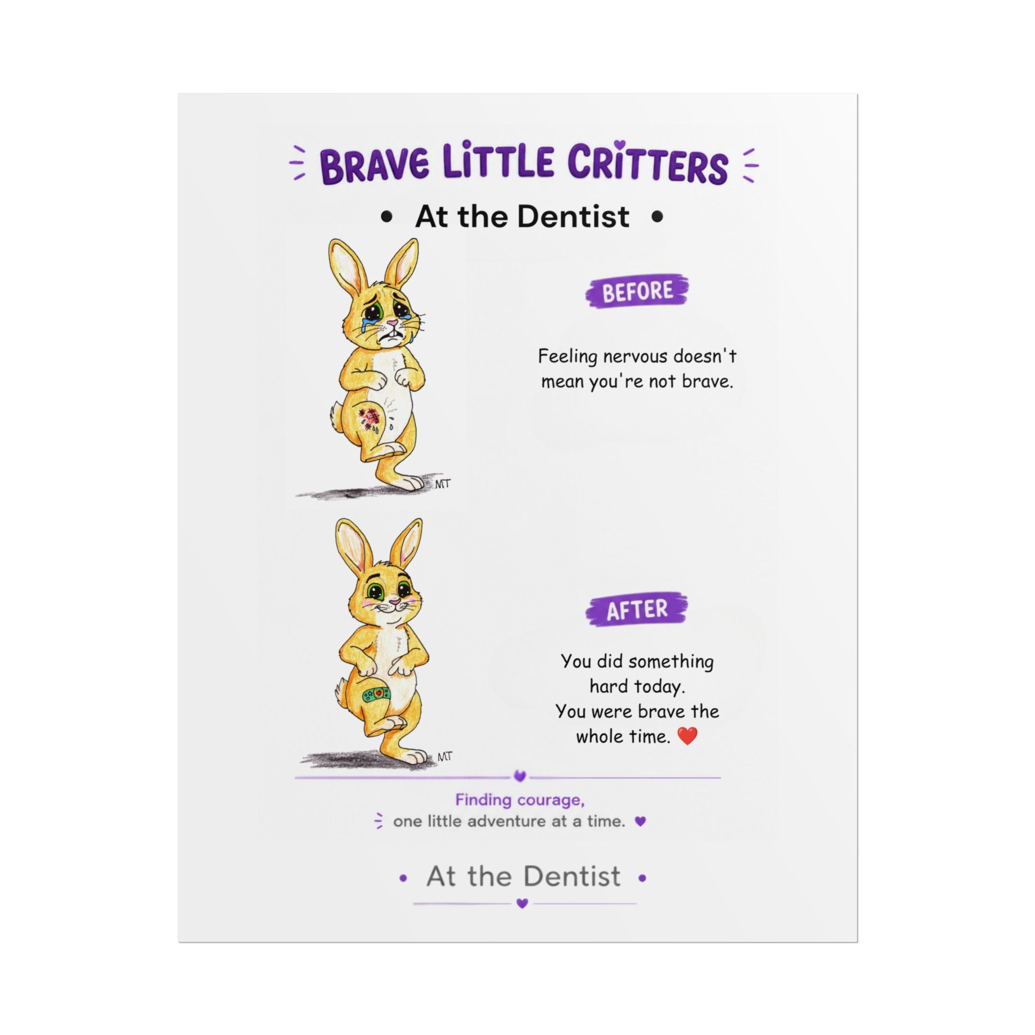 Brave Little Critters Encouragement Poster | Bunny Bandage Wall Art
