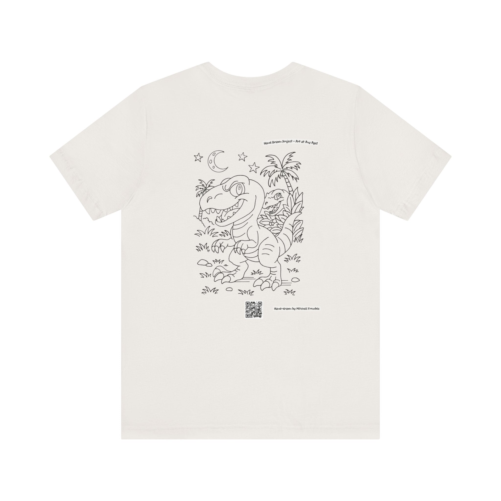 Velociraptor Logo Tee – Hand-Drawn Dino Art | Small Front Crest Design | Unisex Bella+Canvas 3001
