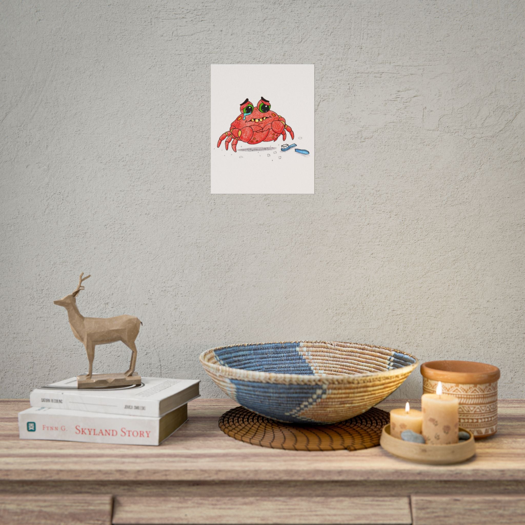 Sad Crab Lost His Toothbrush | Brave Little Critters Wall Art
