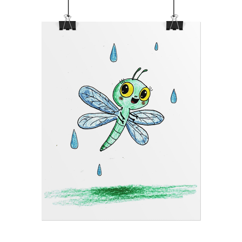 Betsy the Happy Dragonfly Art Print | Cute Dragonfly Nursery Wall Art | Kids Room Nature Decor