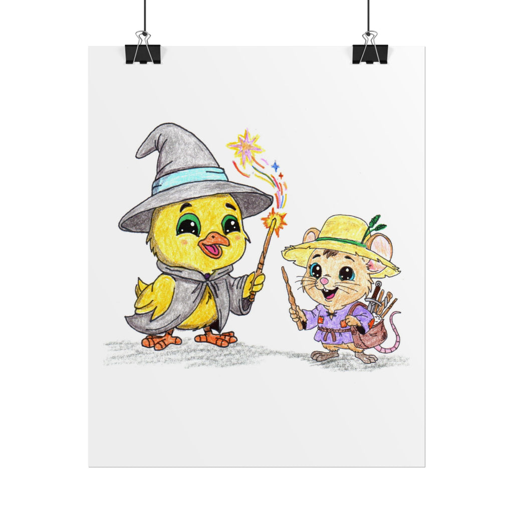 Wizard Chick Found Her Magic Wand | Hand Drawn Baby Chick Fantasy Art Print
