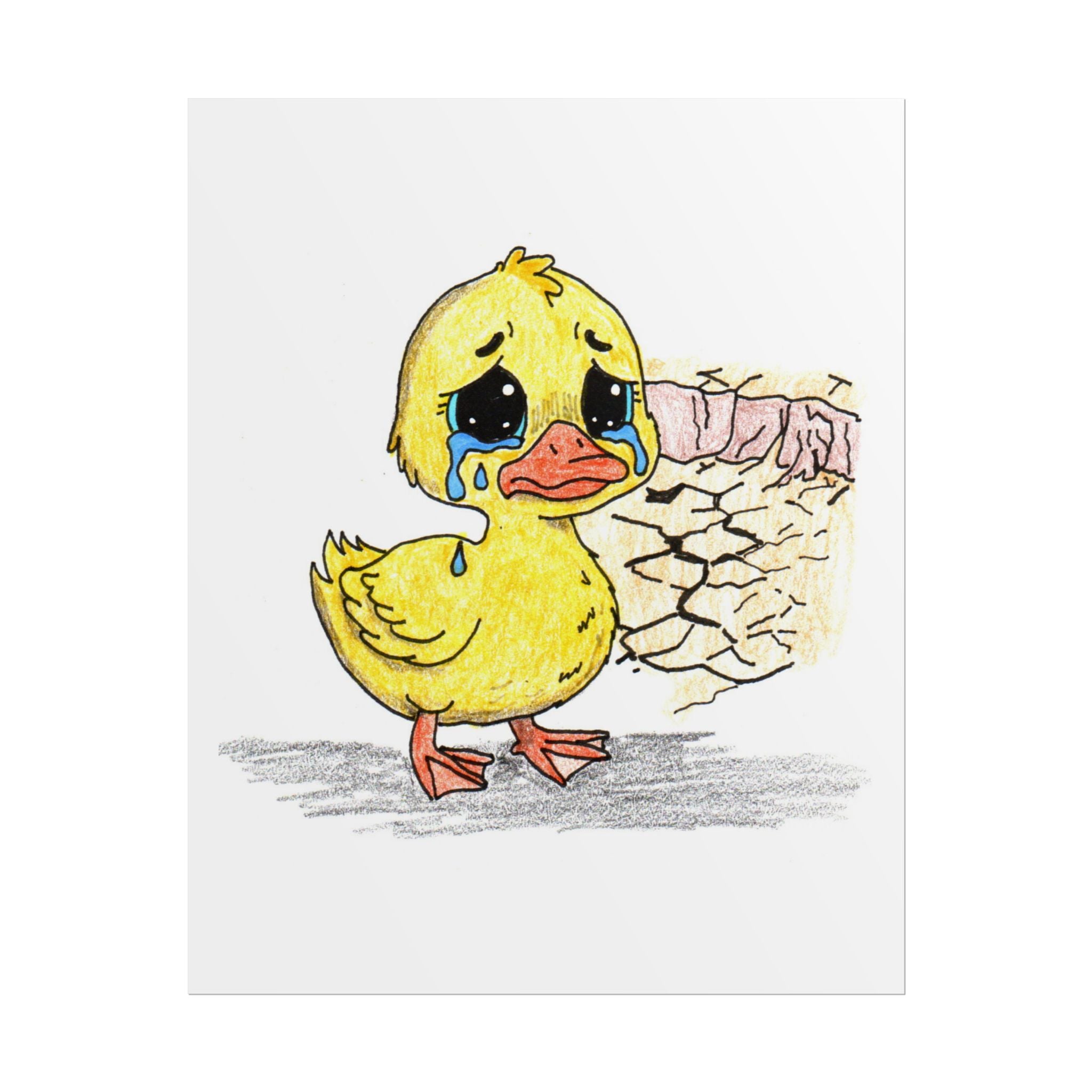 Duck Lost Her Pond Print, Sad Duck Wall Art, Hand Drawn Duck Print