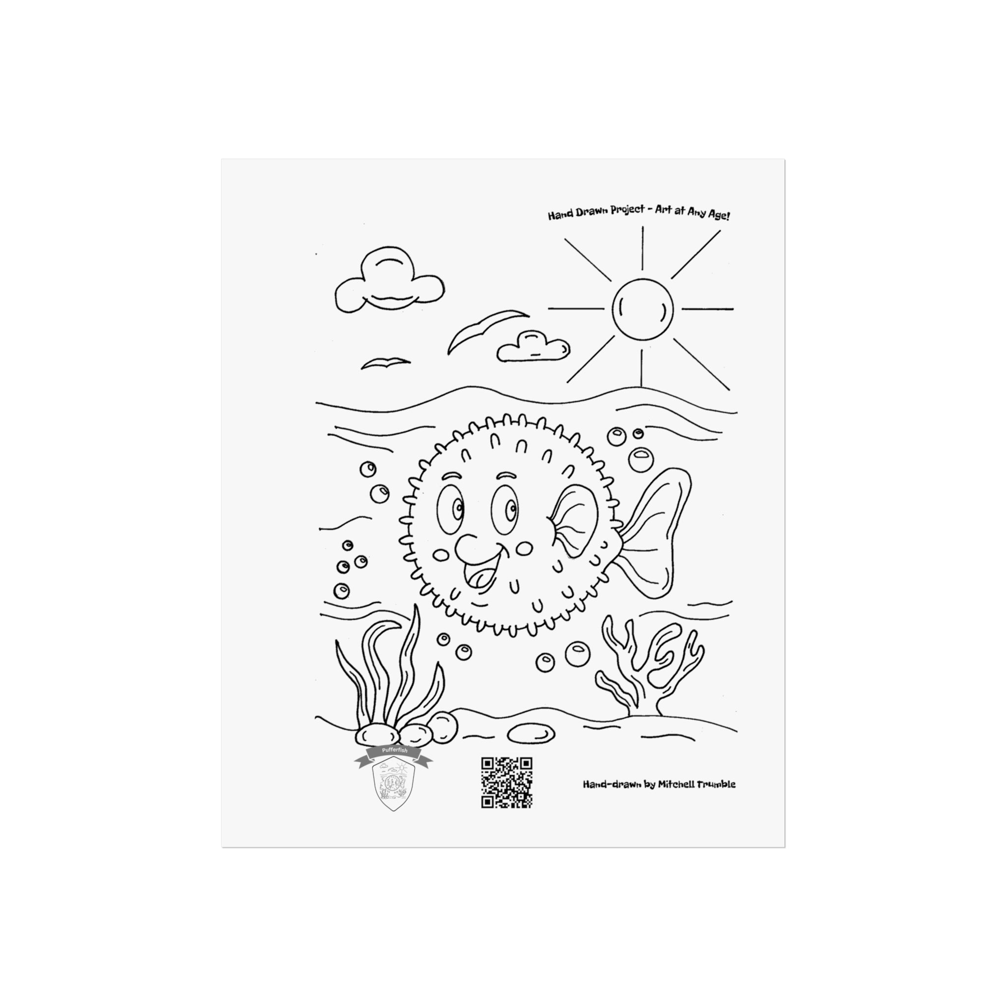 Happy Pufferfish – Ocean Critter Wall Art Poster