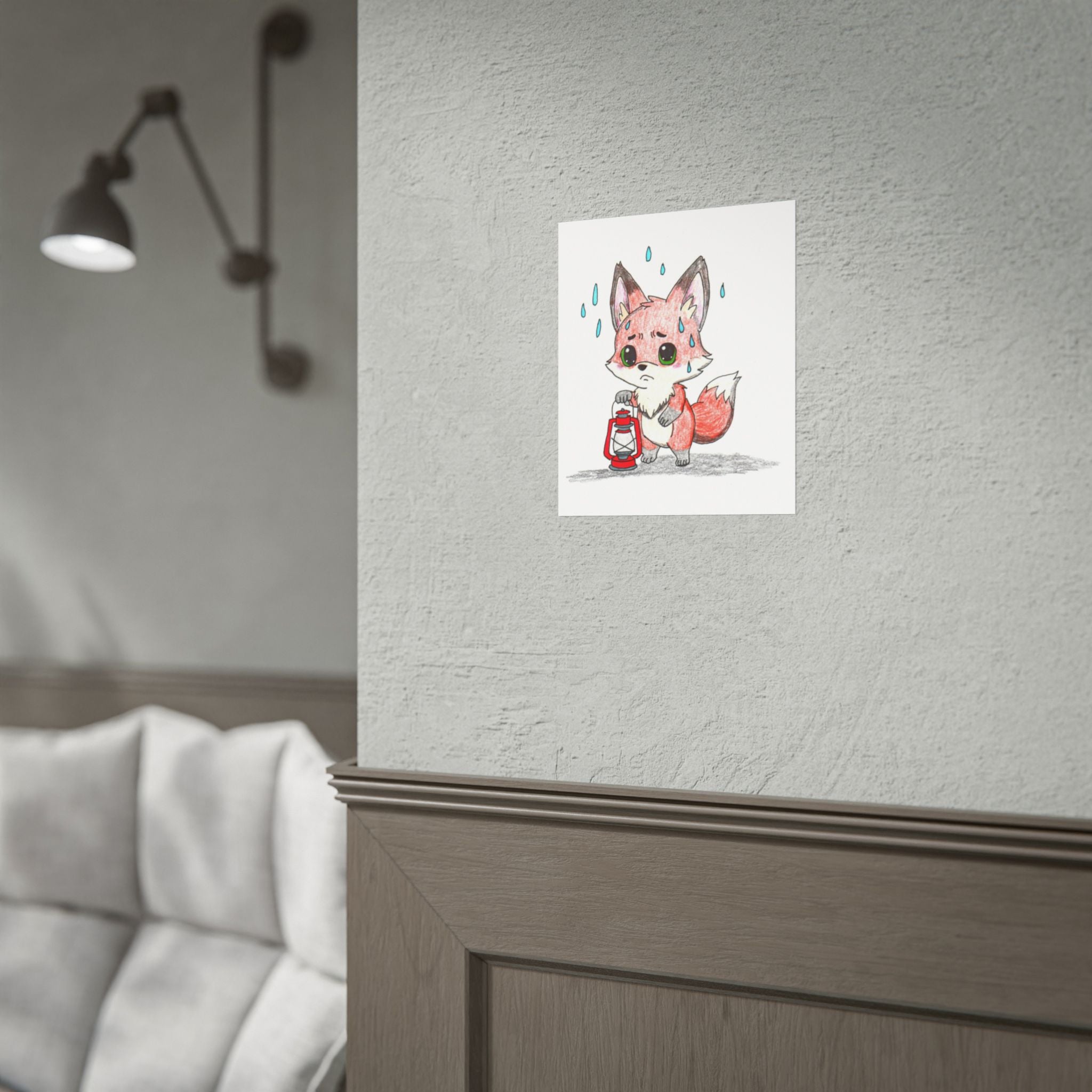 Lost Her Fire Fox Art Print | Hand Drawn Woodland Fox Wall Art | Lost & Found Critters