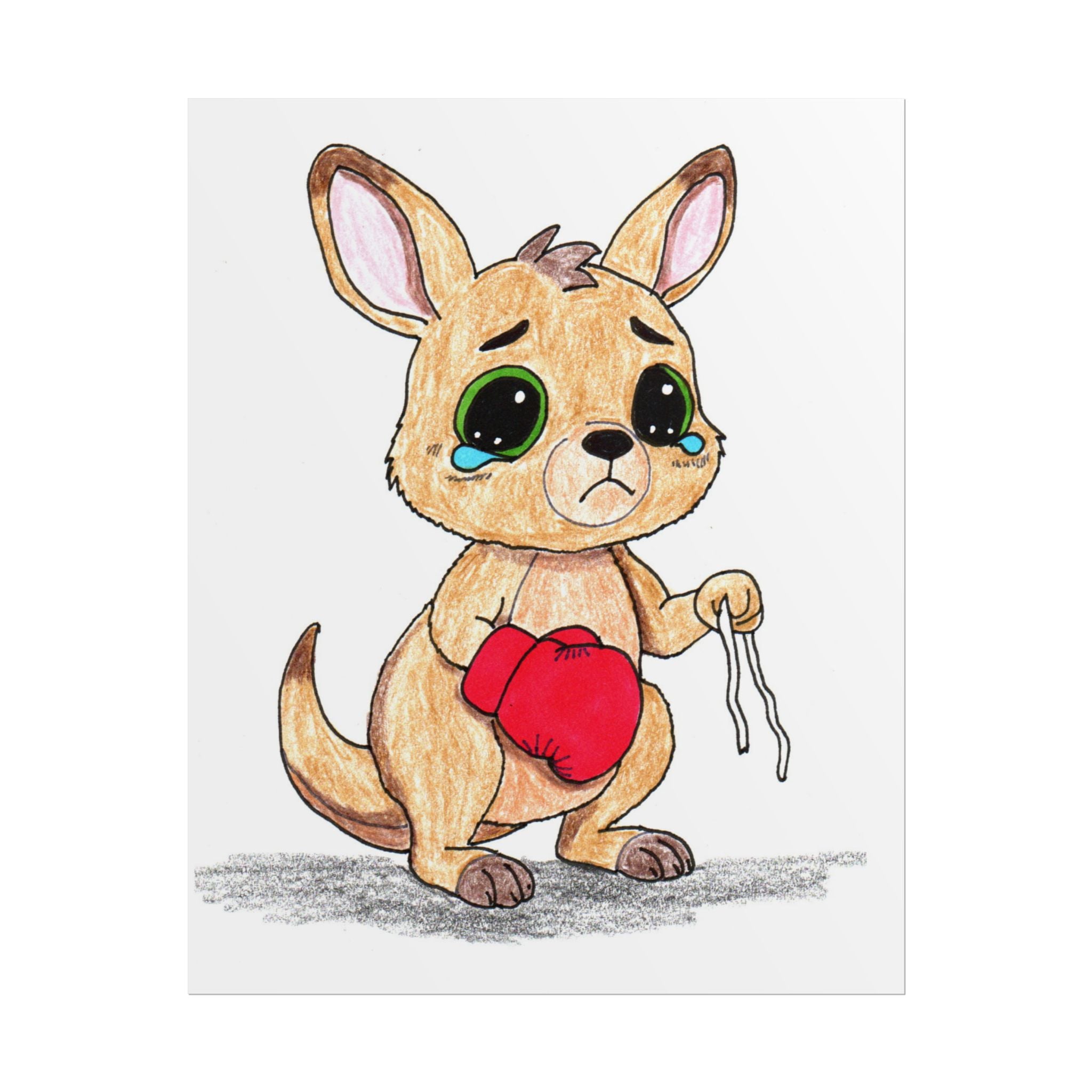 Lost & Found Kangaroo Print | She Lost It Boxing Kangaroo Wall Art | Hand Drawn Animal Decor