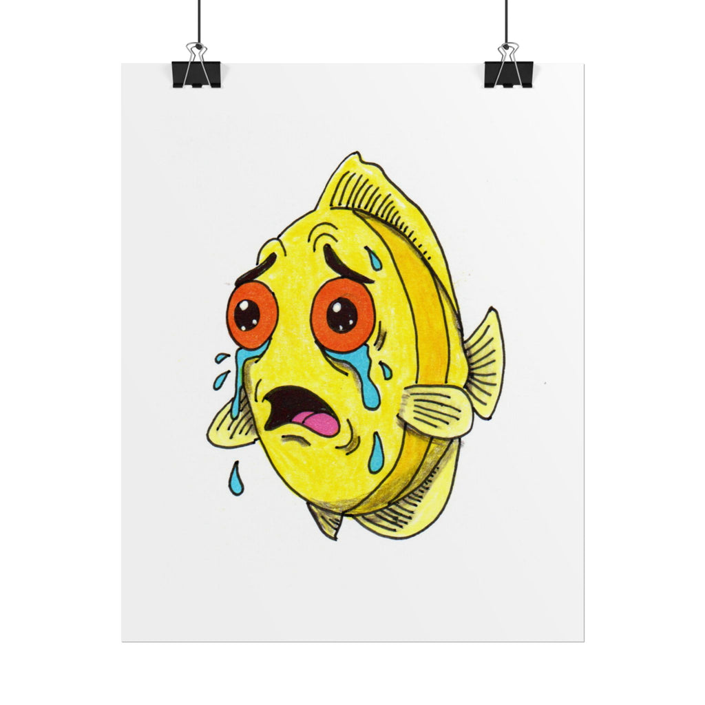 Sad Yellow Fish Lost Her Seaweed | Hand Drawn Lost & Found Critter Print | Printable Wall Art