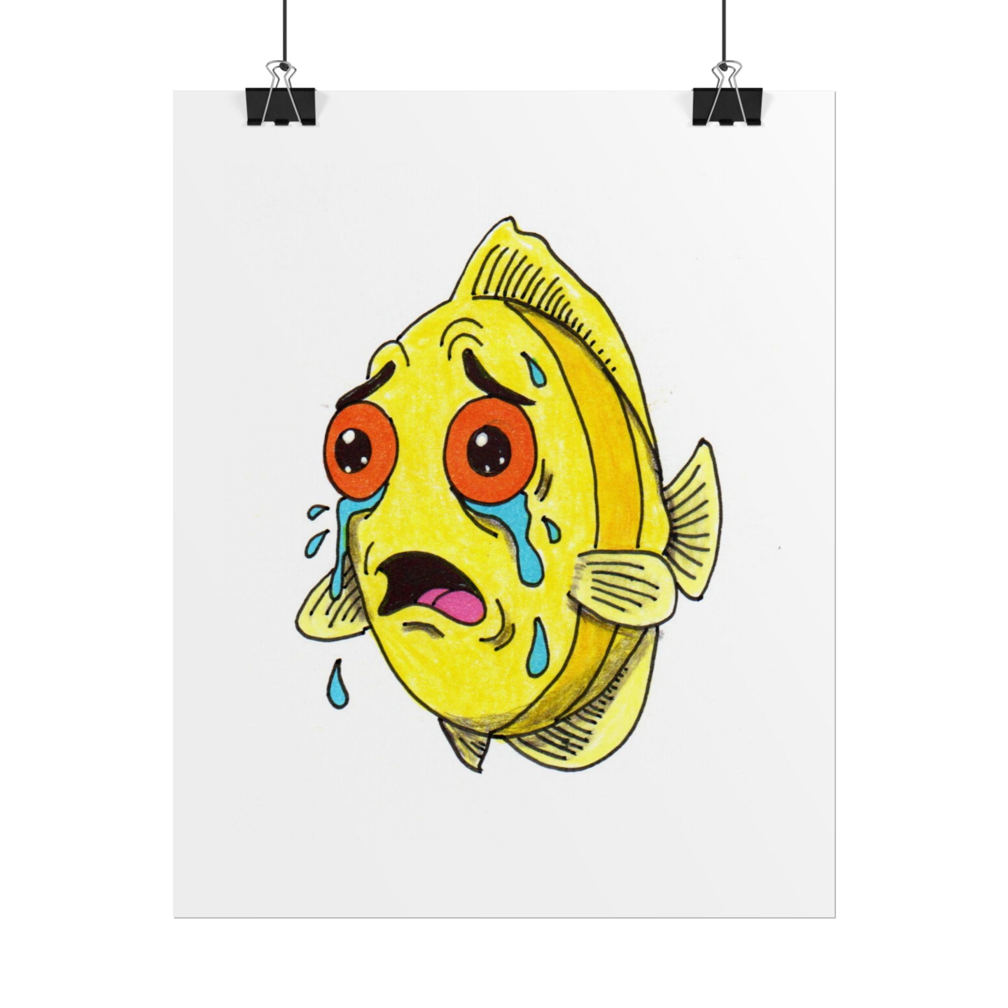 Sad Yellow Fish Lost Her Seaweed | Hand Drawn Lost & Found Critter Print | Printable Wall Art