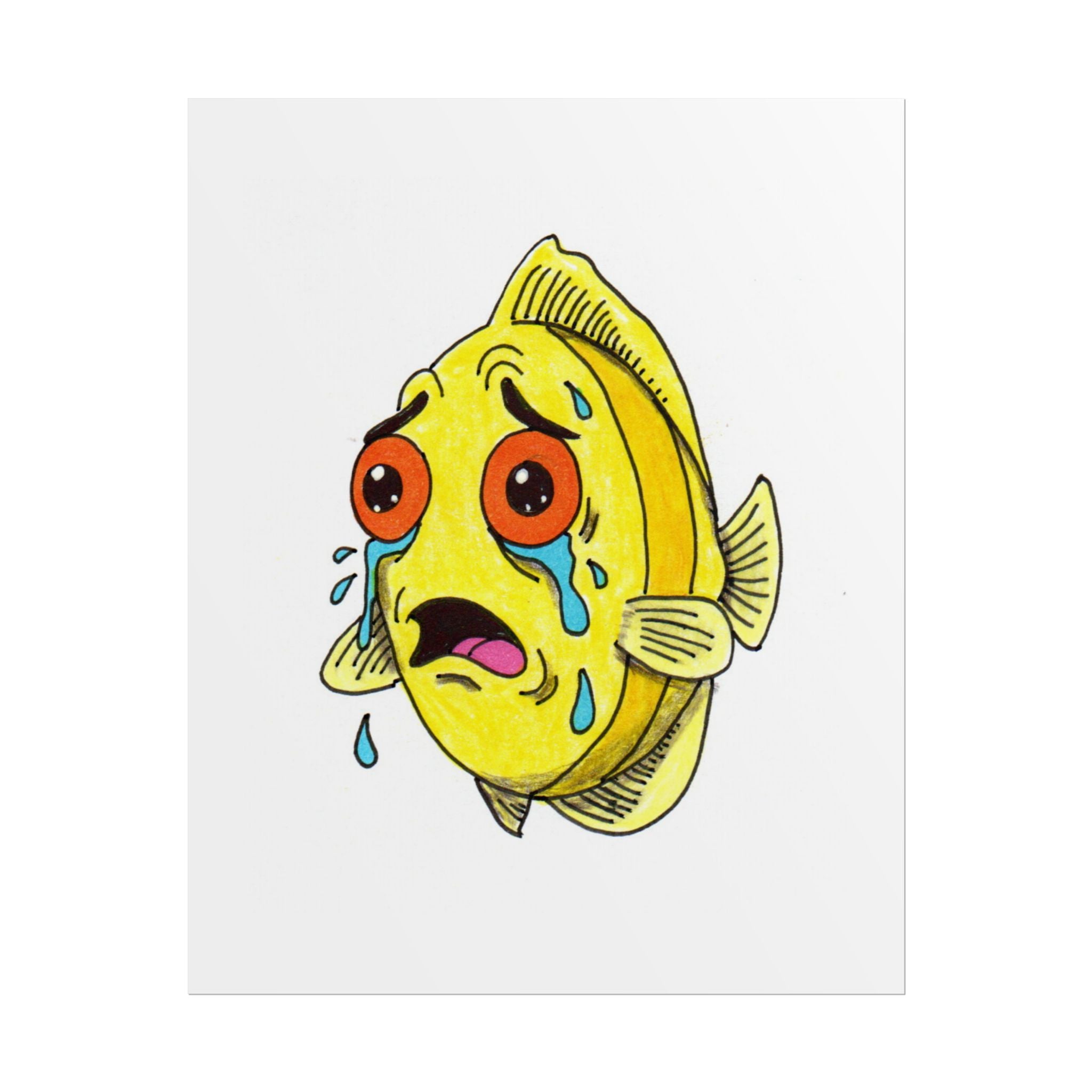 Sad Yellow Fish Lost Her Seaweed | Hand Drawn Lost & Found Critter Print | Printable Wall Art