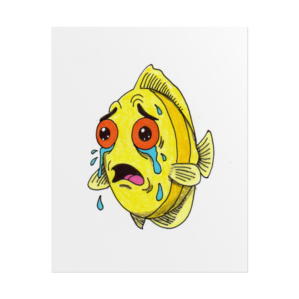 Sad Yellow Fish Lost Her Seaweed | Hand Drawn Lost & Found Critter Print | Printable Wall Art