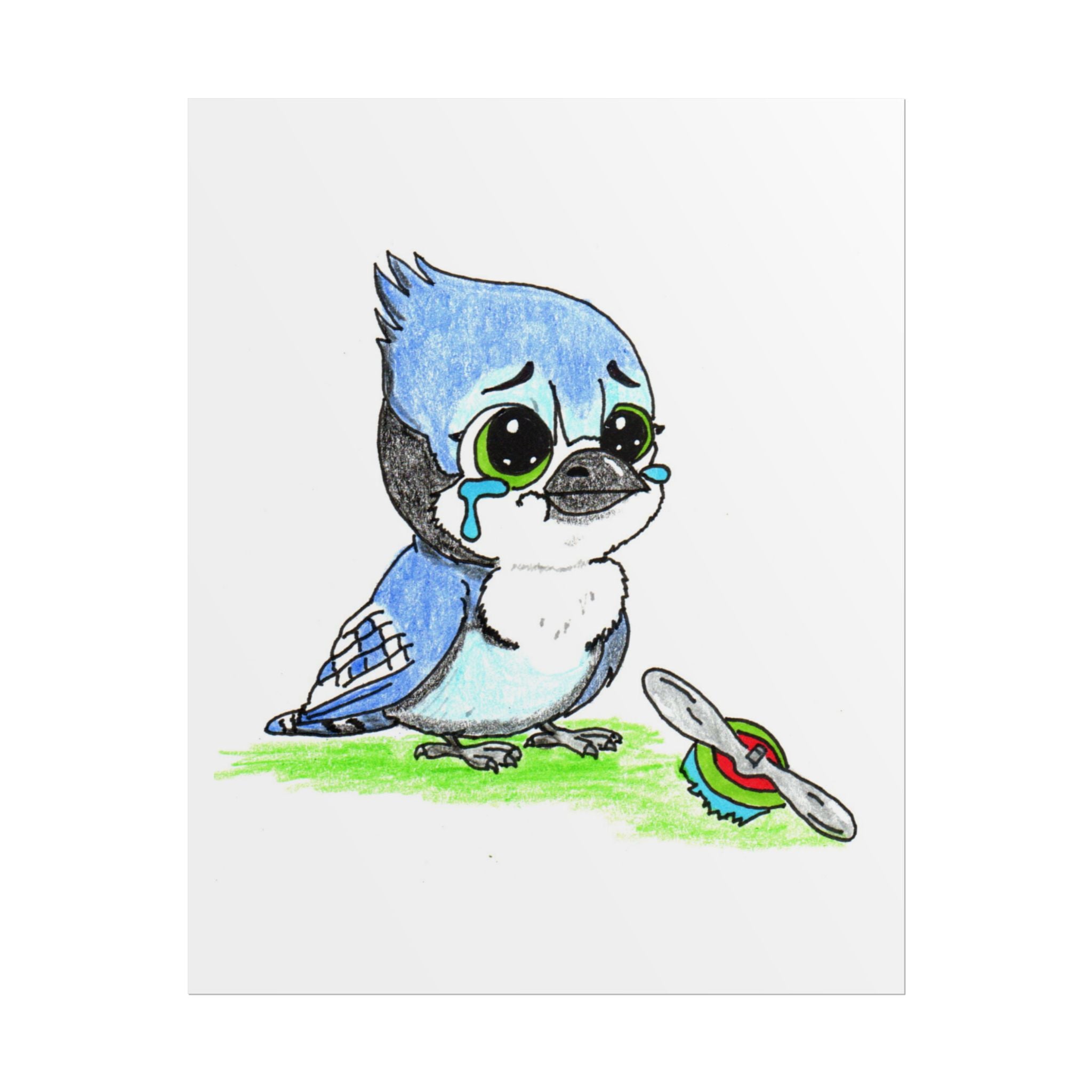 Blue Jay Lost His Airplane | Lost & Found Critters | Hand Drawn Bird Art Print