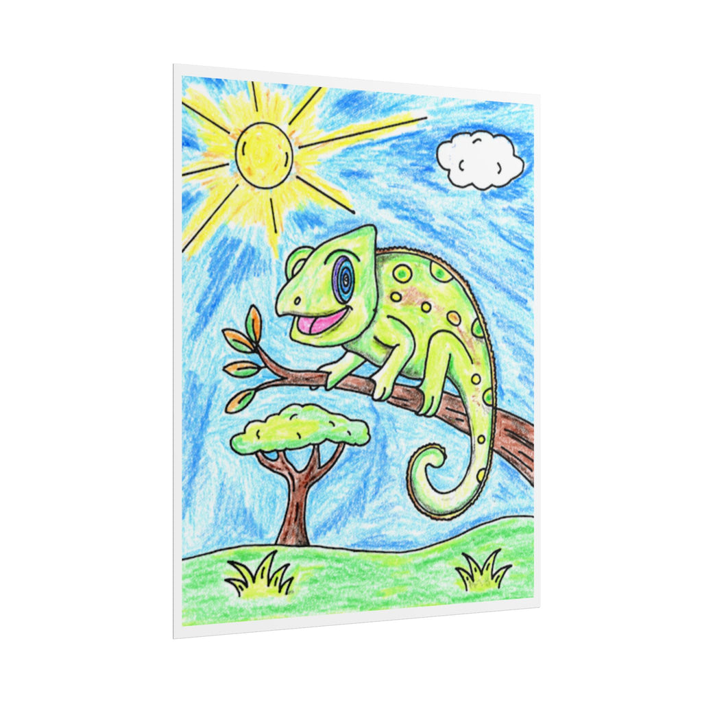 Hand Drawn African Chameleon Print, Nursery Wall Art, Colorful Reptile Illustration, Animal Decor, 8x10 Art Print